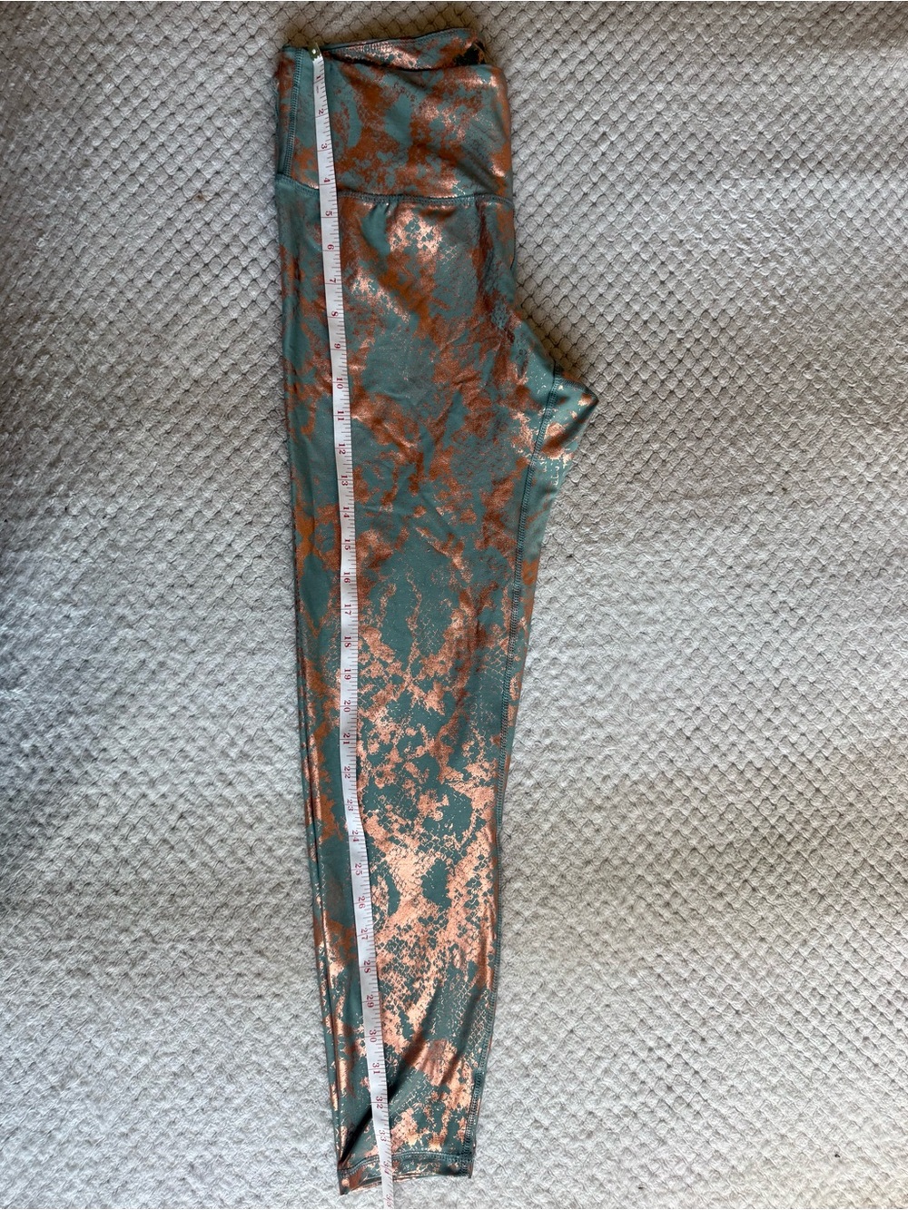 High-Rise Metallic Rose Gold & Teal Leggings - Picture 10 of 13